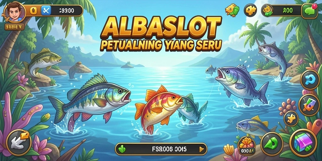 Tampilan gameplay ALBASLOT yang mendebarkan saat memancing.
