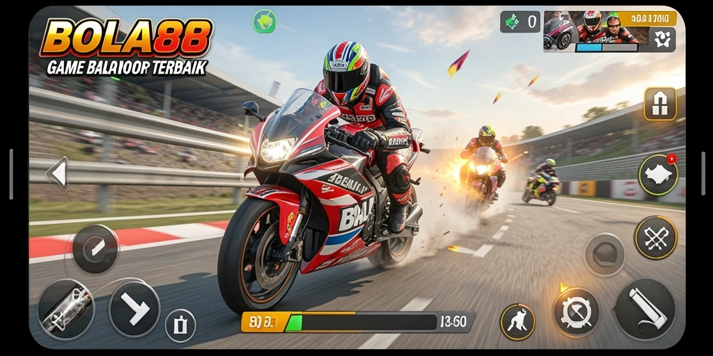 Screenshot BOLA88 memperlihatkan aksi balap motor yang mendebarkan dan grafis yang menakjubkan.