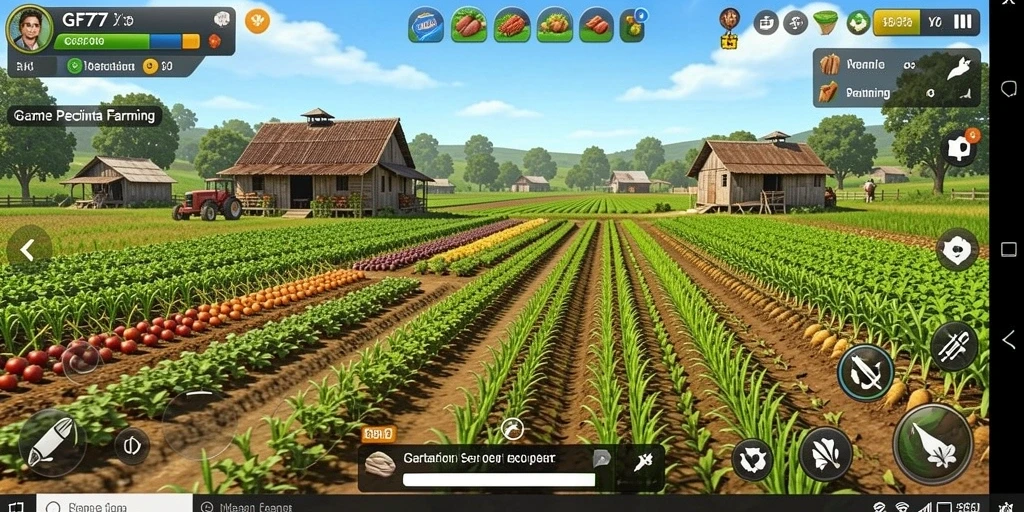 Tampilan gameplay yang menarik dari GF777 dengan aktivitas pertanian.