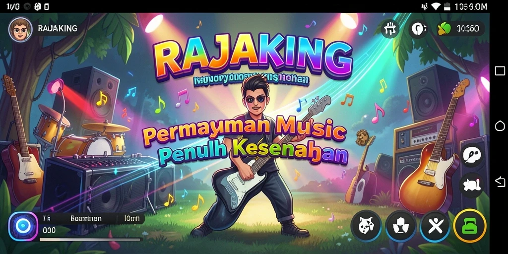 Screenshot utama RAJAKING menampilkan gameplay seru dalam musik.