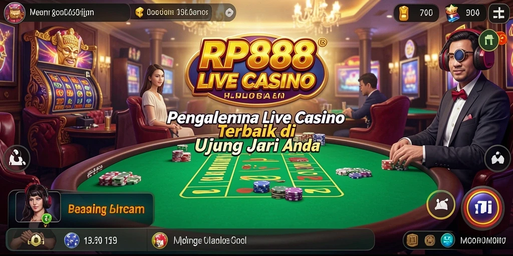 Screenshot RP888 menampilkan dealer live yang berinteraksi dengan pemain.