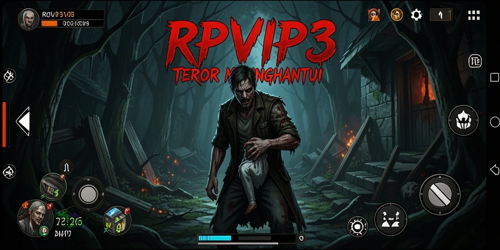 Screenshot gameplay RPVIP3 yang menampilkan suasana Horror menegangkan.