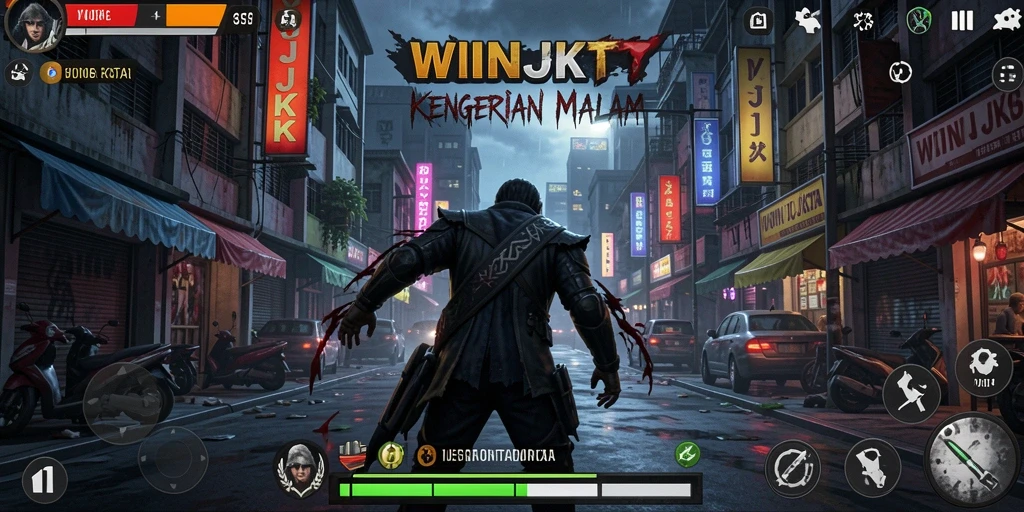 Screenshot gameplay WINJKT menunjukkan suasana angker dan mencekam.